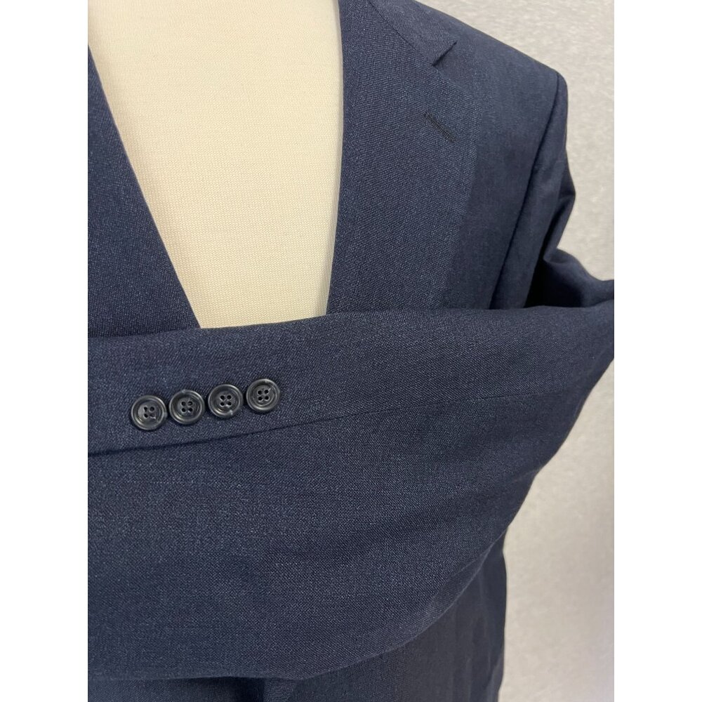 Jos A Bank Navy Sport Jacket Blazer Mens 43‎ Regular Classic Linen Wool Blend - Picture 7 of 16